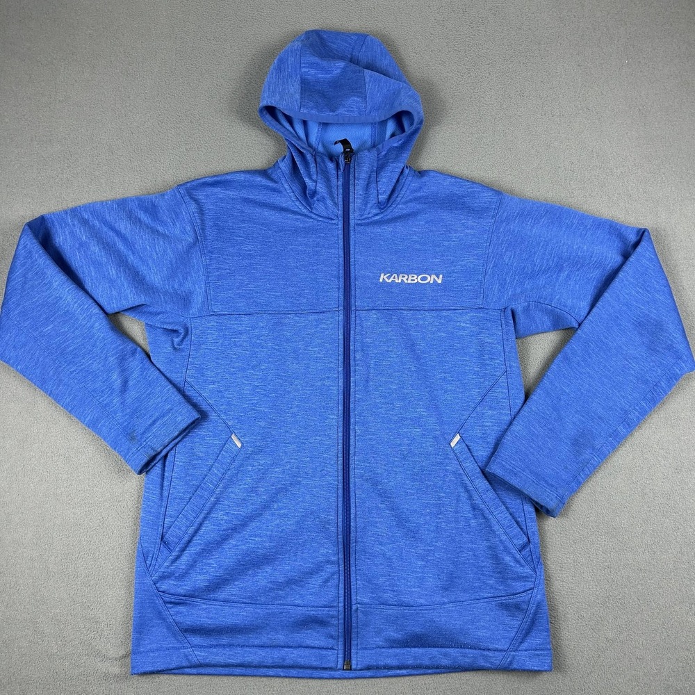 Karbon Jacket Mens Large Blue Full‎ Zip Hooded Fleece Lined Sweatshirt Outdoor
